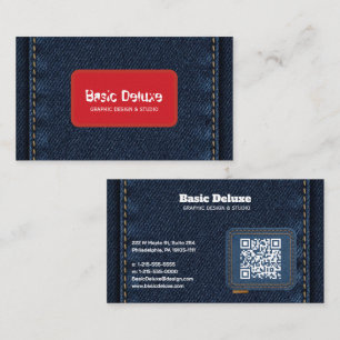 Carte de visite en denim rustique Jean bleu fonc