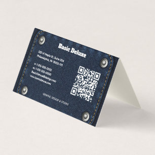 Carte de visite en denim rustique Jean bleu fonc