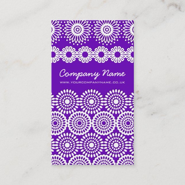 Carte de visite en dentelle de Crochet violet (Devant)