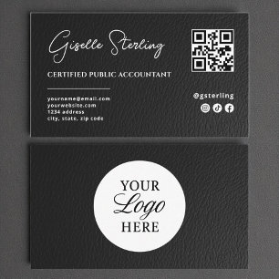 Carte de visite en faux cuir avec code QR pour com