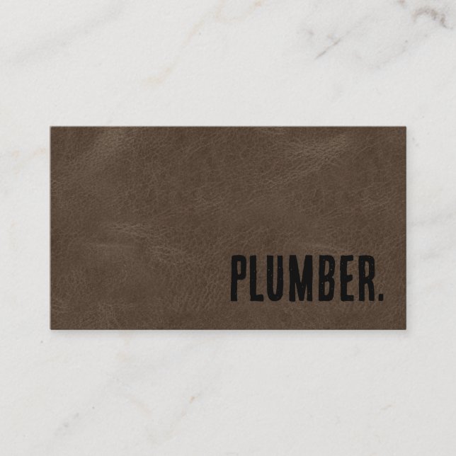 Carte de visite en faux cuir de plombier Brun Prem (Devant)
