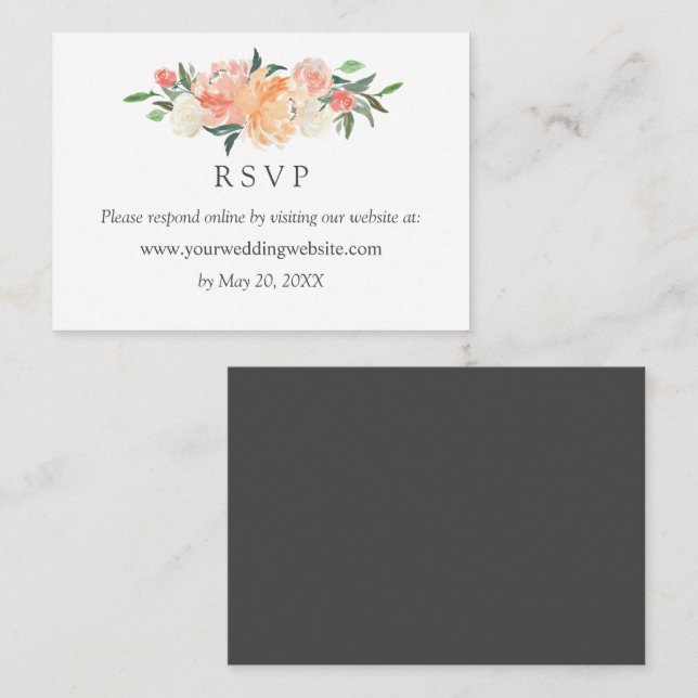 Carte De Visite En fleur Mariage RSVP site en ligne Business Car (Devant / Derrière)
