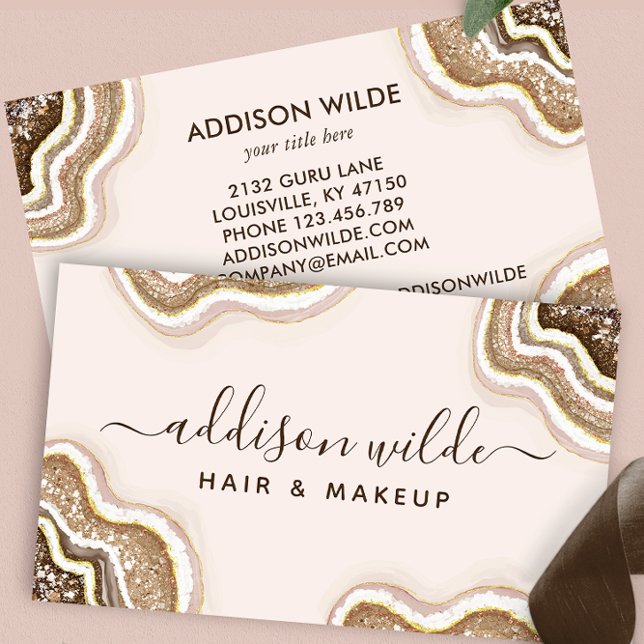 Carte de visite en géode d'agate pailletée marron  (Créateur téléchargé)