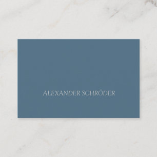 Carte de visite en gris bleu avec écriture blanche