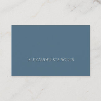 Carte de visite en gris bleu avec écriture blanche