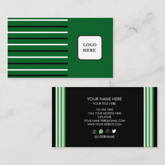 Carte de visite en ligne d'art vert noir et blanc