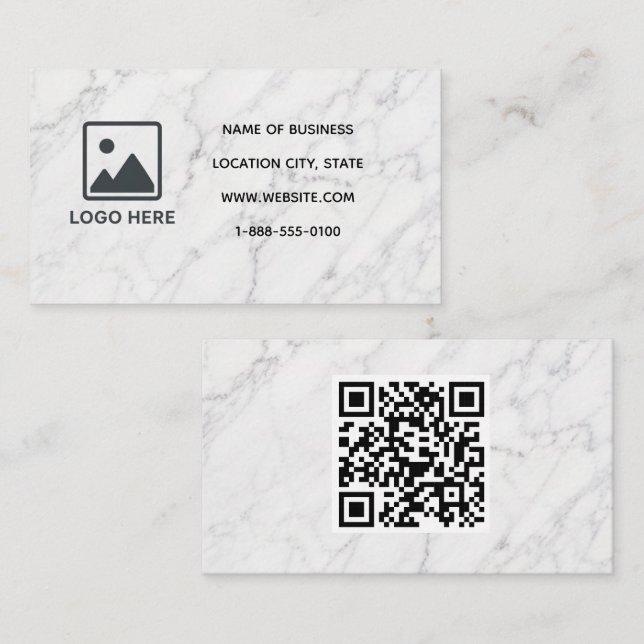 Carte de visite en marbre avec modèle de code QR (Devant / Derrière)