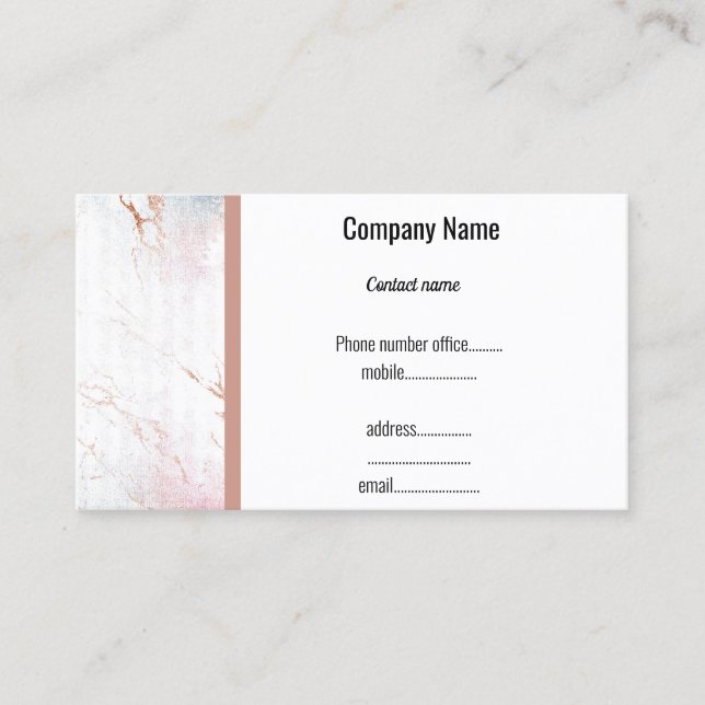 CARTE DE VISITE EN MARBRE BLANC ROSE OR TRIM (Devant)