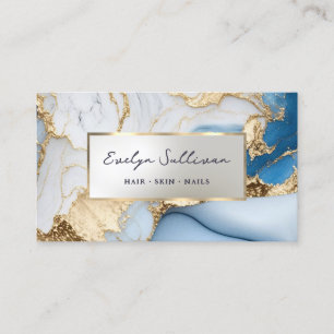 carte de visite en marbre bleu liquide