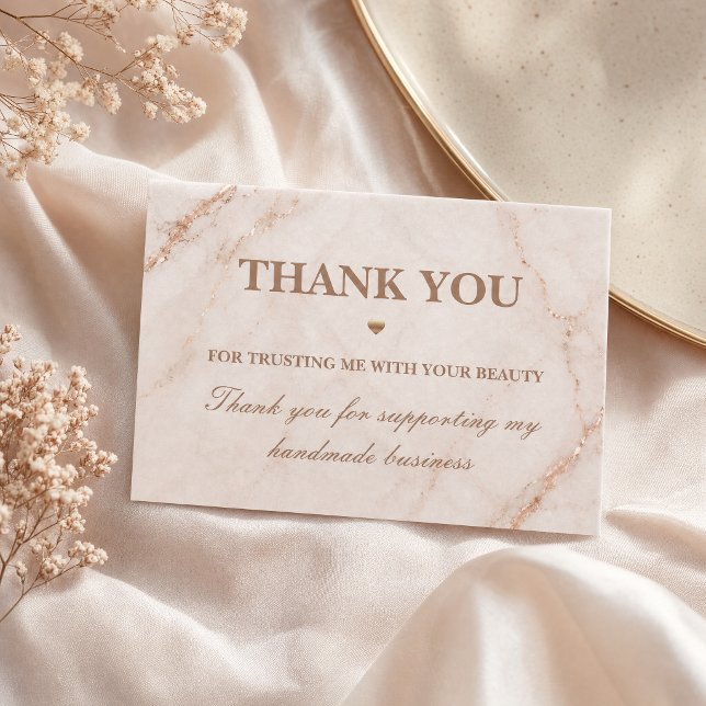 Carte de visite en marbre de luxe | Beauté en or r (Luxury Marble Business Card | Rose Gold Beauty #thankyoucard #zazzlemade)