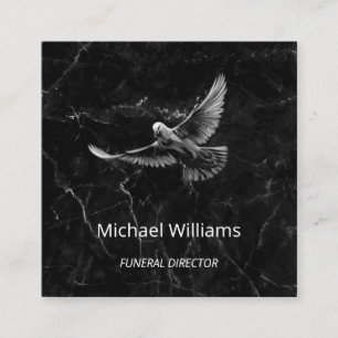 Carte de visite en marbre noir de la colombe blanc
