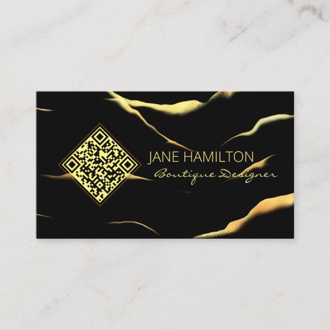 Carte de visite en marbre noir simple boutique (Devant)