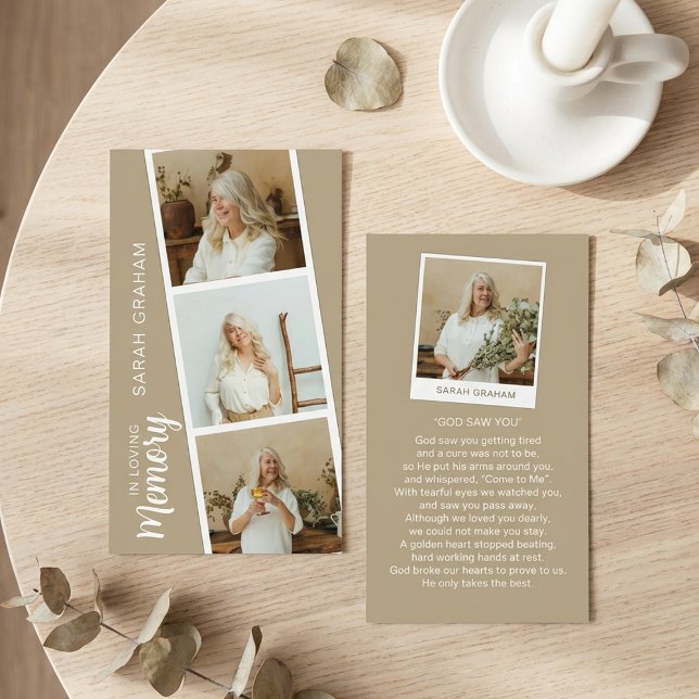 Carte De Visite En Mémoire Affectueuse 4 Photo Prière (Créateur téléchargé)