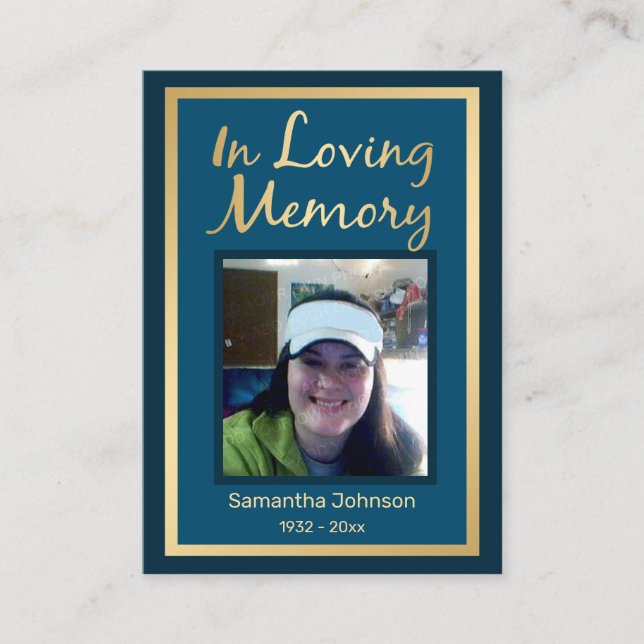 Carte De Visite En Mémoire Amoureuse Élégante Faux Gold Photo Busi (Devant)