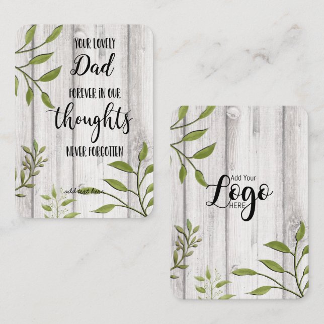 Carte De Visite En mémoire Sympathy Memorial Angel gardien cadeau (Devant / Derrière)