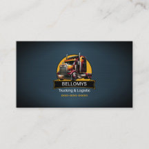Carte de visite en métal bleu semi-camion