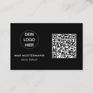 Carte de visite en noir blanc avec logo et code QR