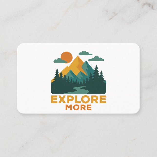 Carte De Visite En savoir plus - Retro Mountain & Forest Adventure (Devant)