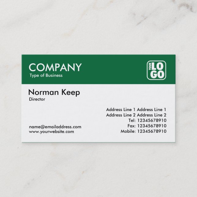 Carte De Visite En-tête de couleur (logo) - Forest Green (Devant)