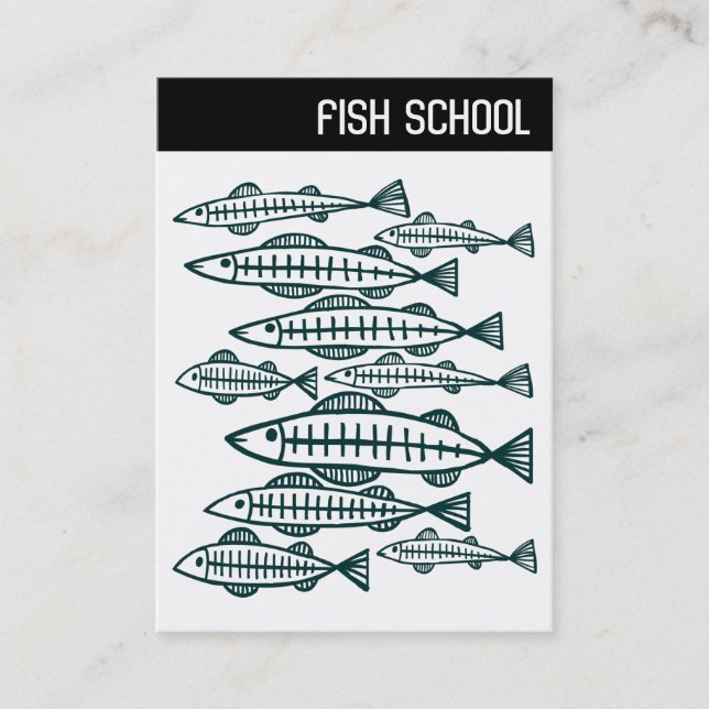 Carte De Visite En-tête V - ÉCOLE DE POISSON - Vert foncé (Devant)