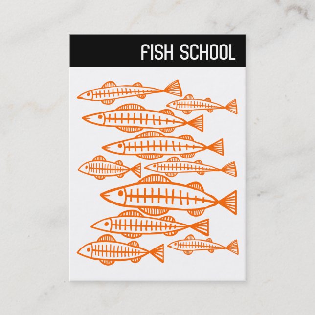 Carte De Visite En-tête V - ÉCOLE DE POISSONS - Orange (Devant)