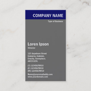 Carte De Visite En-tête vertical - Bleu avec gris et blanc