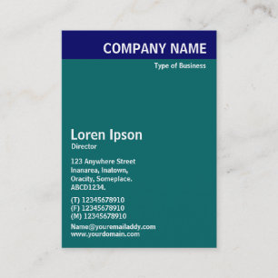 Carte De Visite En-tête vertical - bleu avec Turquoise 006666 et b
