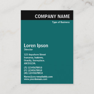 Carte De Visite En-tête vertical - Noir avec Turquoise 006666
