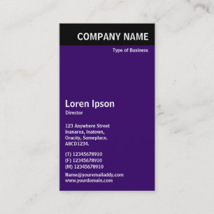 Carte De Visite En-tête vertical - Noir avec violet profond 330066
