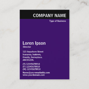 Carte De Visite En-tête vertical - Noir avec violet profond 330066
