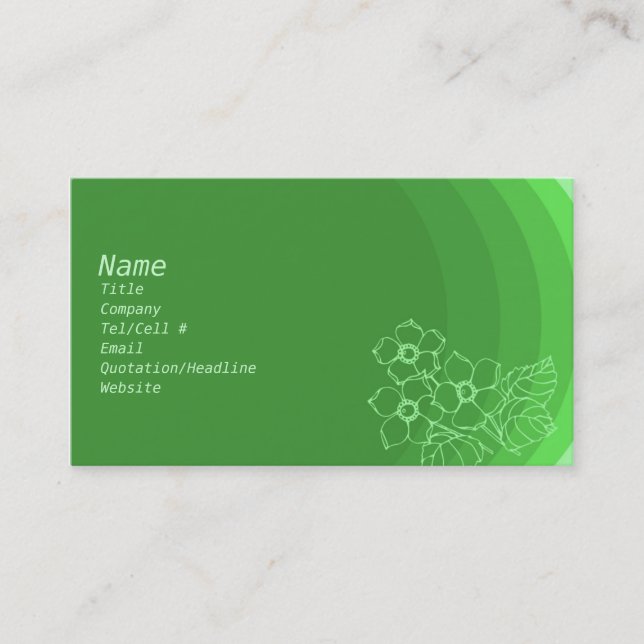 Carte De Visite En vert (Devant)