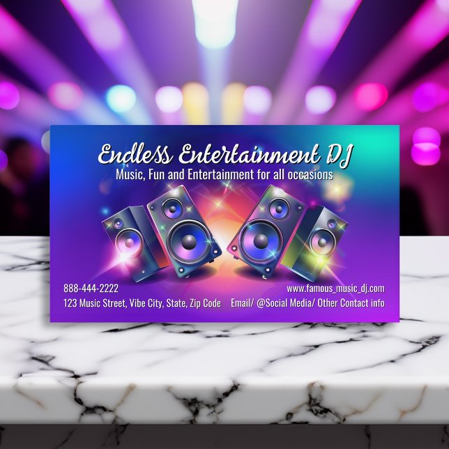 Carte De Visite Enceintes Sono Soirée Musique Deejay DJs Disc Jock (disc jockey dj business cards)