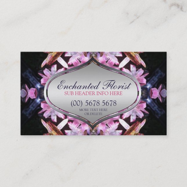 Carte de visite Enchanted Florist Rose+Bleu (Devant)