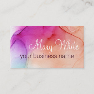 Carte De Visite Encre Cloud Swirl tendance moderne Peach Violet Tu