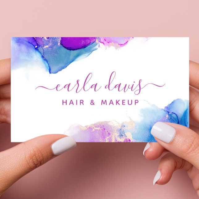 Carte De Visite Encre d'alcool bleu violet (Créateur téléchargé)