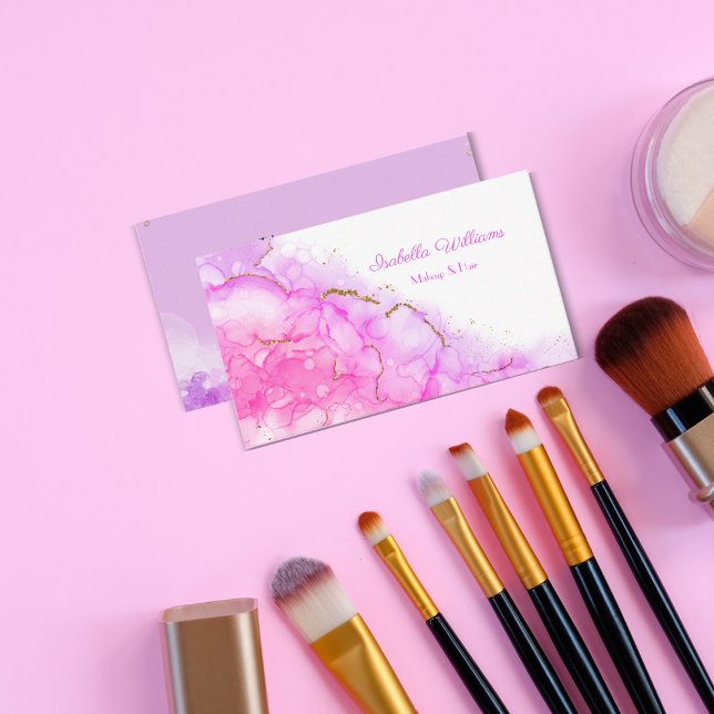 Carte De Visite Encre d'alcool Parties scintillant d'or maquillage (Créateur téléchargé)