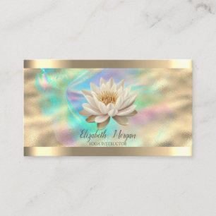 Carte De Visite Encre holographique Rose or Lotus blanc