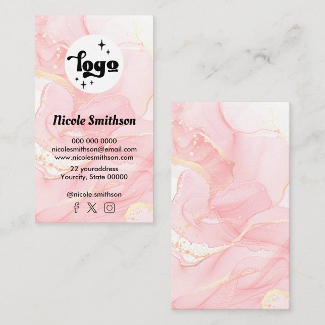 Carte De Visite encre rose (Devant / Derrière)