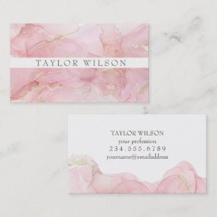 Carte De Visite encre rose aquarelle