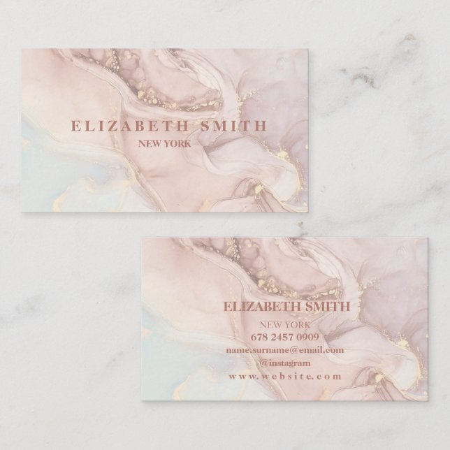 Carte De Visite Encre rousse et marbre doré (Devant / Derrière)