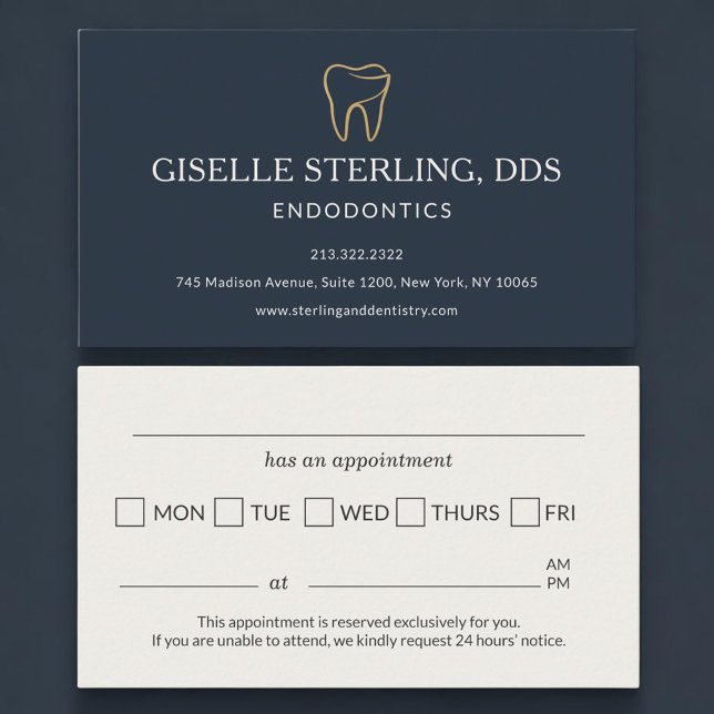 Carte De Visite Endodontics Dentistry Tooth Appointment Reminder (Créateur téléchargé)