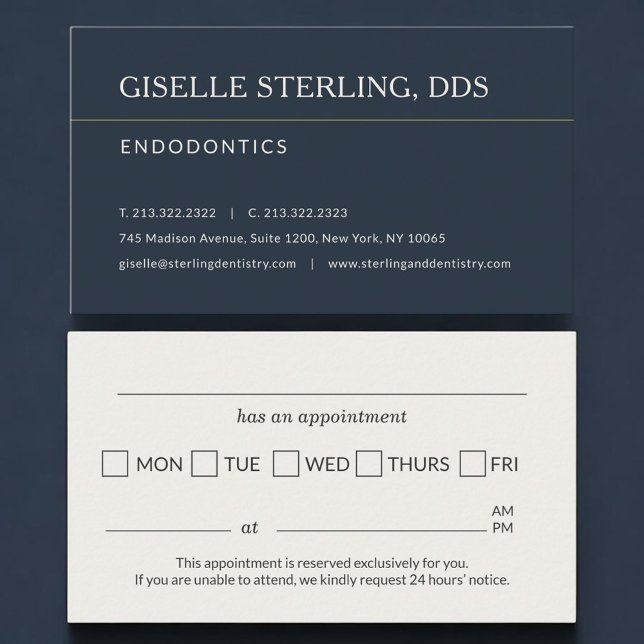 Carte De Visite Endodontics Office Appointment Reminder (Créateur téléchargé)