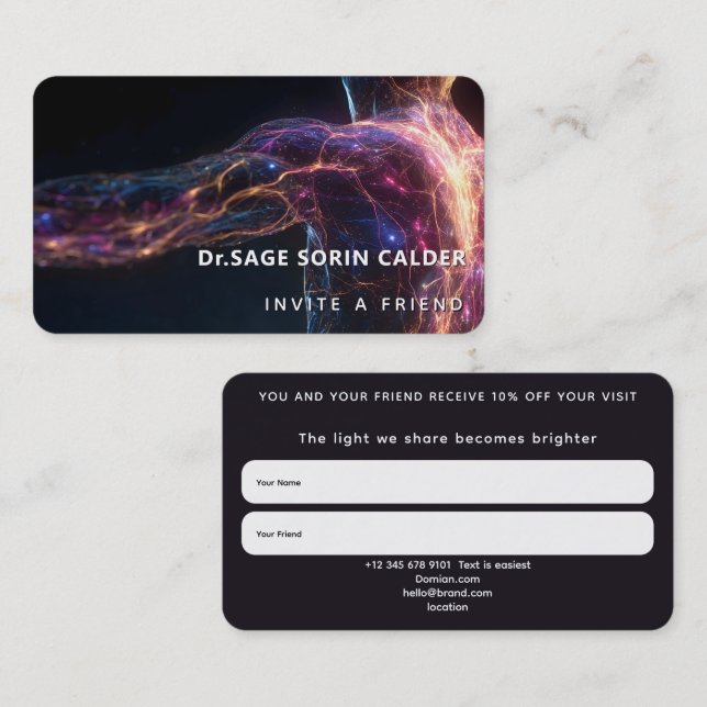 Carte De Visite Énergie Aura Courant Radiante (Devant / Derrière)
