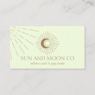 Carte De Visite Énergie Chauffage Soleil Lune Lumière Vert Spiritu