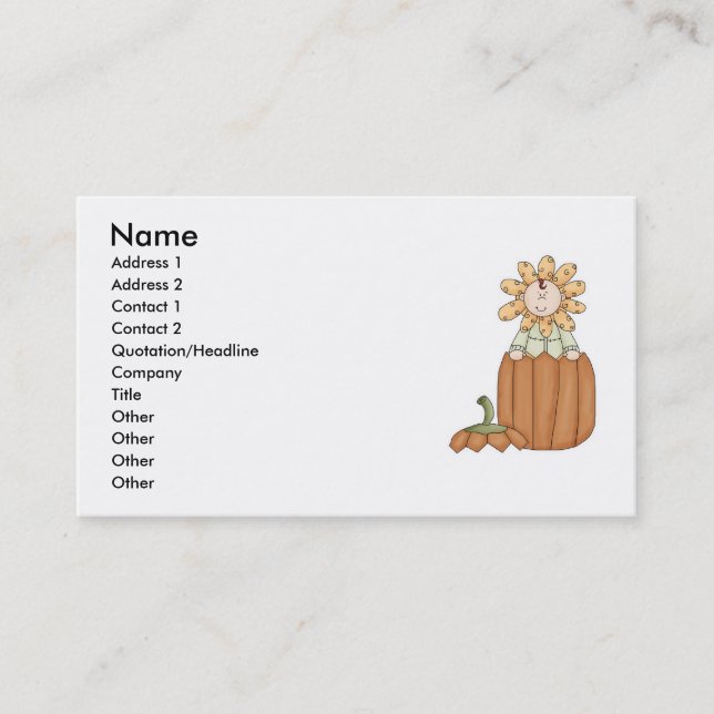 Carte De Visite Enfant Fleur de Citrouille (Devant)