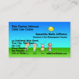 Carte De Visite Enfants jouant en plein air Garderie garderie