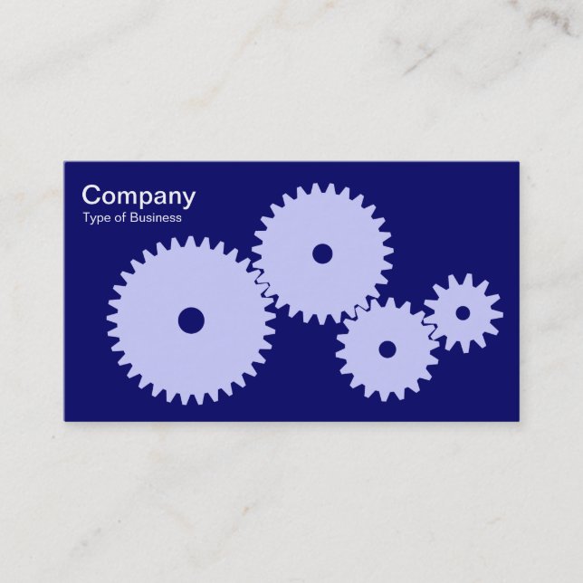 Carte De Visite Engrenages - Poudre bleu sur Dp Navy (Devant)