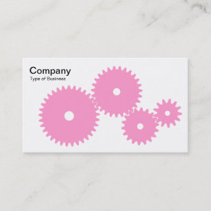 Carte De Visite Engrenages - Rose sur blanc