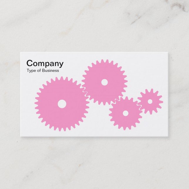 Carte De Visite Engrenages - Rose sur blanc (Devant)