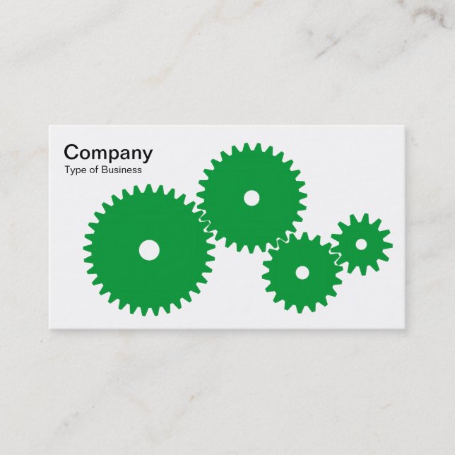 Carte De Visite Engrenages - Vert d'herbe sur blanc (Devant)